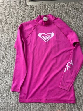 Roxy Girls' Bright Pink Long Sleeve Rash Guard Top